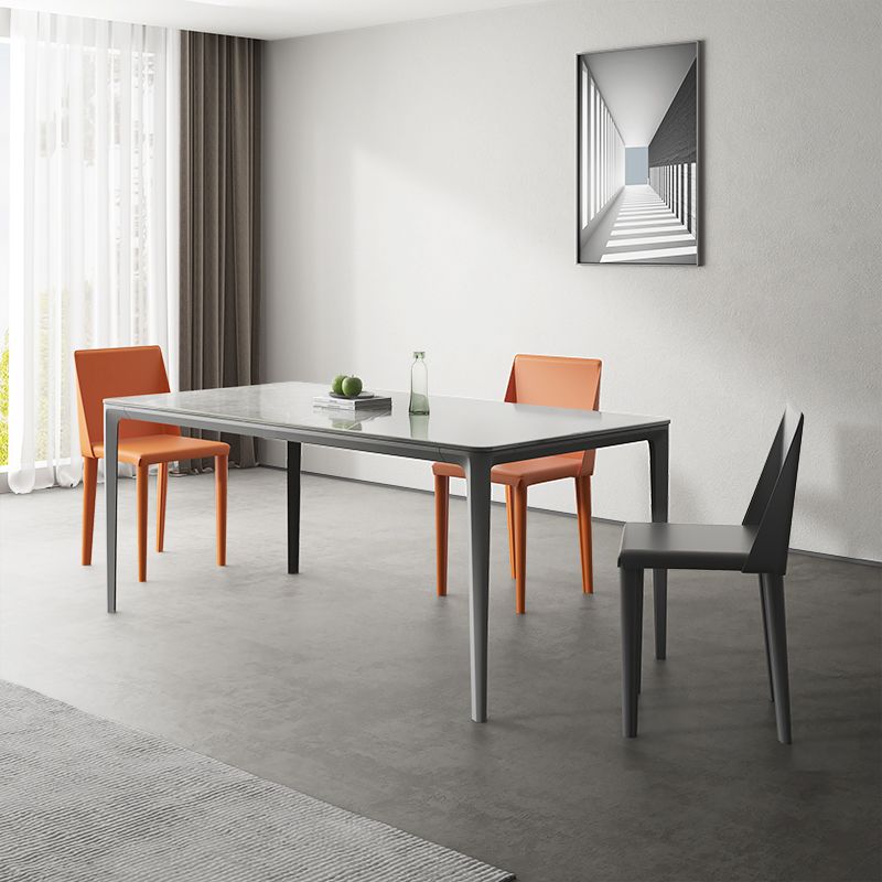 1/4/5/7 stukken eetmeubilair set moderne gesinterde stenen tafel en faux lederen stoelen