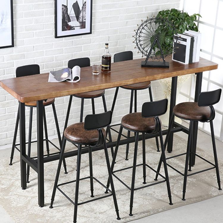 Table de la hauteur du comptoir rectangle intérieur Trestle en bois massif comptoir naturel