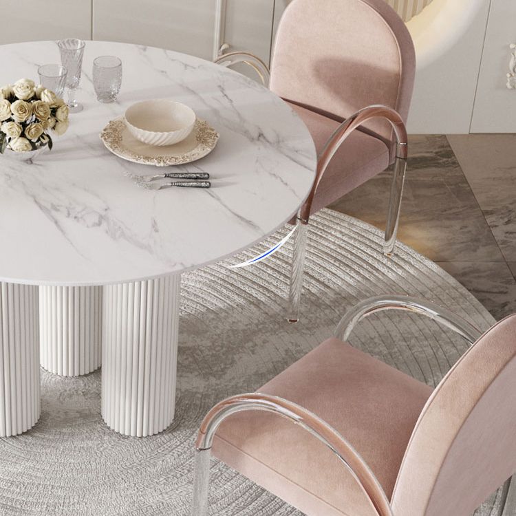 Modern 1/5 Pieces Dining Set Round Stone Dining Table for Dining Room Kitchen Clearhalo 'Dining Room Sets' 'Dining Tables & Seating' 'dining_room_set' 'furn' 'furn_dining_room_set' 'Furniture' 'Kitchen & Dining Furniture' 1200x1200_27934d7c-7a64-4da1-8483-abfb5b363912