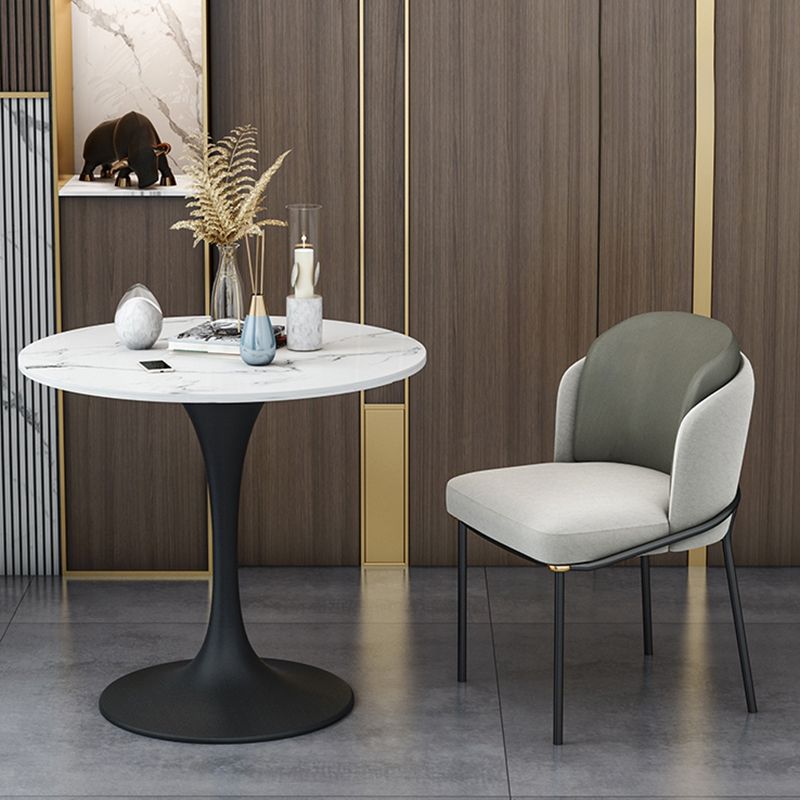 Round Tulip Base Modern Dining Table White Tone Fixed Table of Sintered Stone Clearhalo ' dining_table' 'Dining Tables & Seating' 'Dining Tables' 'furn' 'furn_dining_table' 'Furniture' 'furniture_dining_table' 'Kitchen & Dining Furniture' 'kitchen&dining_furn' 'kitchen' 'kitchen_dining_table' 1200x1200_2794f431-017b-493b-95ea-5e282f9b6720
