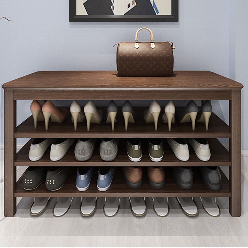 Contemporary Rubber Wood Bench Rectangle Seating Bench in Brown with Storage Clearhalo 'Benches' 'Chairs & Seating' 'furn' 'furn_benches' 'Furniture' 'Living Room Furniture' 1200x1200_2796ca99-ad64-4a76-8c9e-2c03c875a471