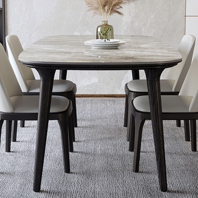 Industrial Sintered Stone Top Dining Table Rectangle Dinette Table with Wooden Base Clearhalo 'Dining Tables & Seating' 'Dining Tables' 'dining_table' 'furn' 'furn_dining_table' 'Furniture' 'Kitchen & Dining Furniture' 1200x1200_279792c6-0a4f-45c5-9af0-52b38e8cf93d