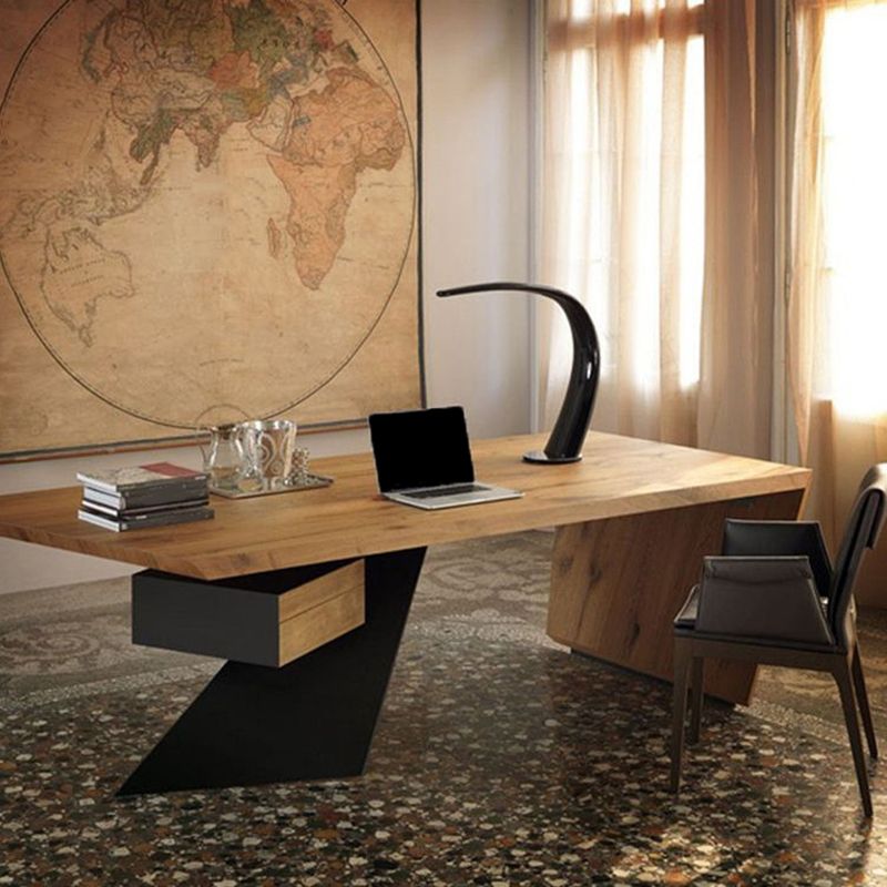 Massief hout rechthoekig schrijfbureau industrieel 29,53-inch hoge kantoorbureau