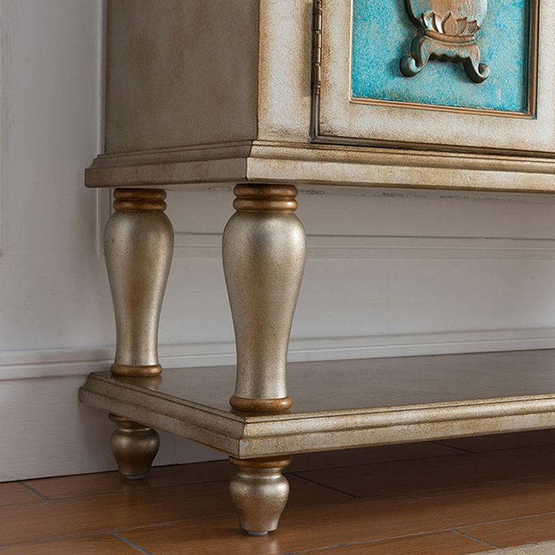 Industrieakzentschrank mit 2 Türen und 2 Schubladen in massivem Holz