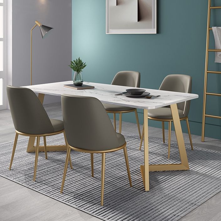 Glam 1/2/4/5 Pieces Iron Dinette Set with Sintered Stone Top Rectangle Dining Table Set Clearhalo 'Dining Room Sets' 'Dining Tables & Seating' 'dining_room_set' 'furn' 'furn_dining_room_set' 'Furniture' 'furniture_dining_room_set' 'Kitchen & Dining Furniture' 1200x1200_279b8bea-c8f7-4bc8-b963-16f167e113e0