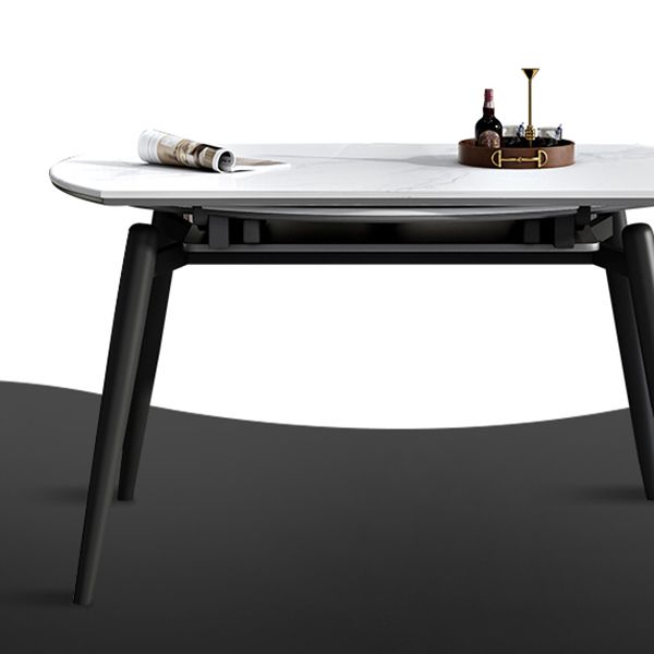 Modern Wood Base Dining Table Round Extendable 4 Legs Dining Table
