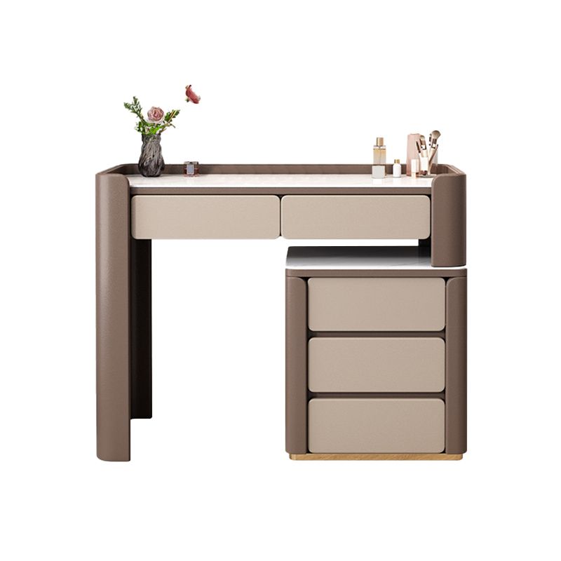 2/5 Schublade fester Holzverkesseltisch Brauner Make -up -Eitelkeitstisch