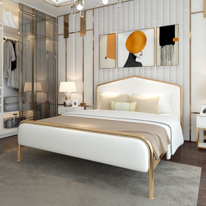 Luxurious Metallic Panel Bed 43.31" High Camelback Bed Frame Clearhalo 'Bedroom Furniture' 'Beds' 'furn' 'furn_beds' 'Furniture' 1200x1200_27a56a22-eb33-4f9e-88c2-b41c78527e15