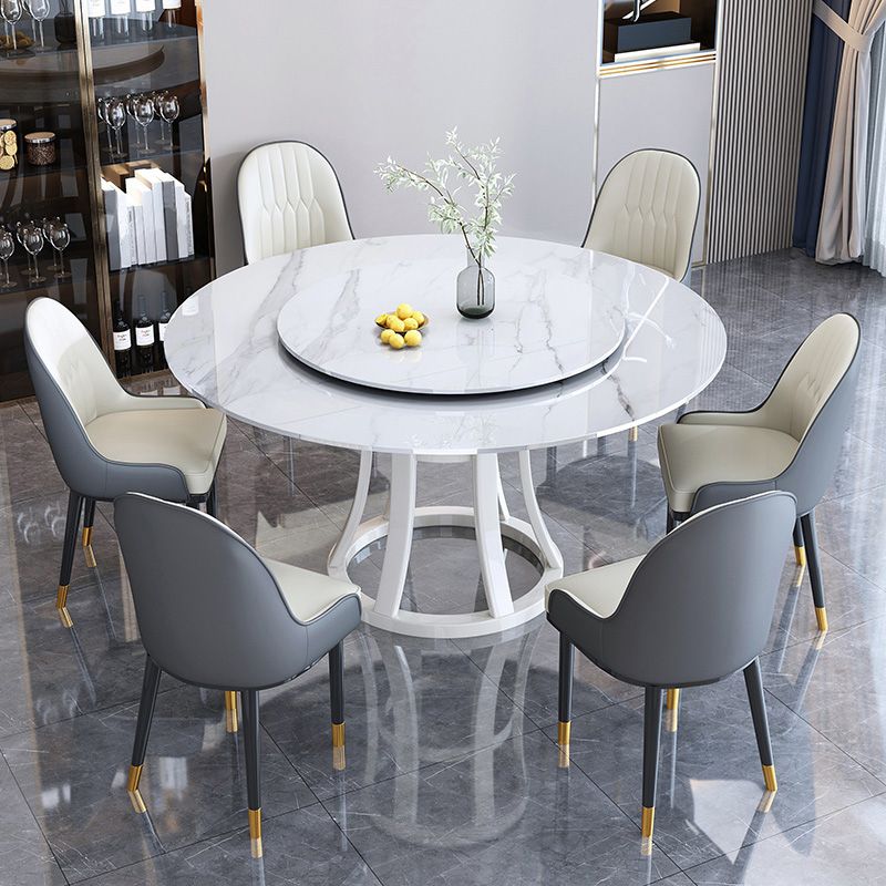 Round Sintered Stone Dining Table Modern Turntable Furniture with Solid Wood Pedestal Base Clearhalo 'Dining Tables & Seating' 'Dining Tables' 'dining_table' 'furn' 'furn_dining_table' 'Furniture' 'Kitchen & Dining Furniture' 1200x1200_27a6da98-4d73-4cdf-b136-ce4f252f1d1b