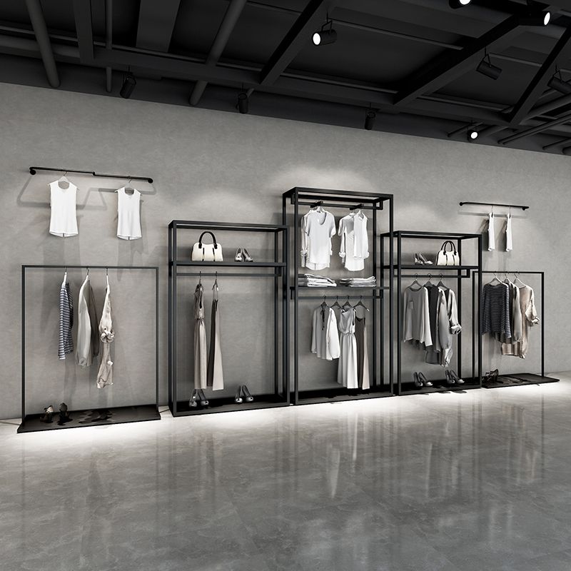 Rack de couche en fer de manteau de style industriel avec étagères de rangement