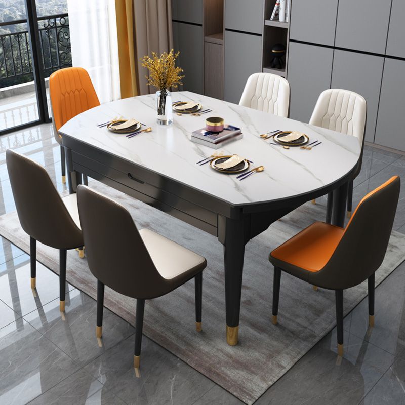 Glam Round Shape Kitchen Table Extendable Sintered Stone Dining Table with 4 Legs Base Clearhalo ' dining_table' 'Dining Tables & Seating' 'Dining Tables' 'furn' 'furn_dining_table' 'Furniture' 'furniture_dining_table' 'Kitchen & Dining Furniture' 'kitchen&dining_furn' 'kitchen' 'kitchen_dining_table' 1200x1200_27a92dd0-338a-4d77-a97a-dbe58a07fb3d