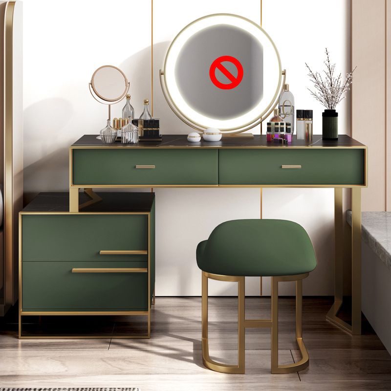 Luxurious Metal Make-up Vanity 4 Solid Wood Drawers Dressing Table