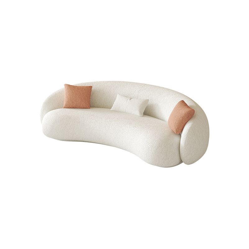 Sofa incurvé de bras en pente Sofa simple en laine nordique en blanc de 27,6 "h