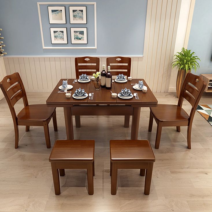 Modern Style Solid Wood Furniture 5/7 Pcs Rectangle Dinette Table with Armless Chair Clearhalo 'Dining Room Sets' 'Dining Tables & Seating' 'dining_room_set' 'furn' 'furn_dining_room_set' 'Furniture' 'Kitchen & Dining Furniture' 1200x1200_27aadb96-eaf6-4942-9bc6-c6e174b12921