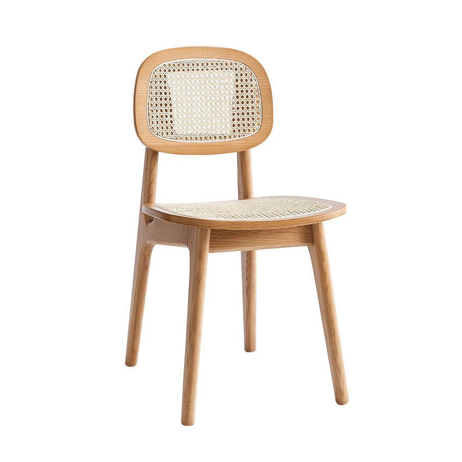 Sillas de comedor de ratán modernas muebles de comedor abiertos con patas de madera en acabado mate