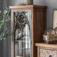 Distressed Brown Drawers Included Cabinet Glass Paned Wood & Iron Accent Cabinet