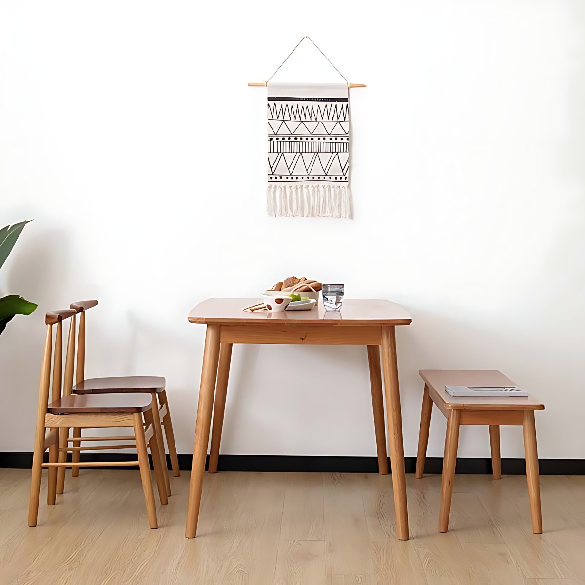 Industrial 4 Legs Dining Table Pine Wood Table for Dining Room - Clearhalo