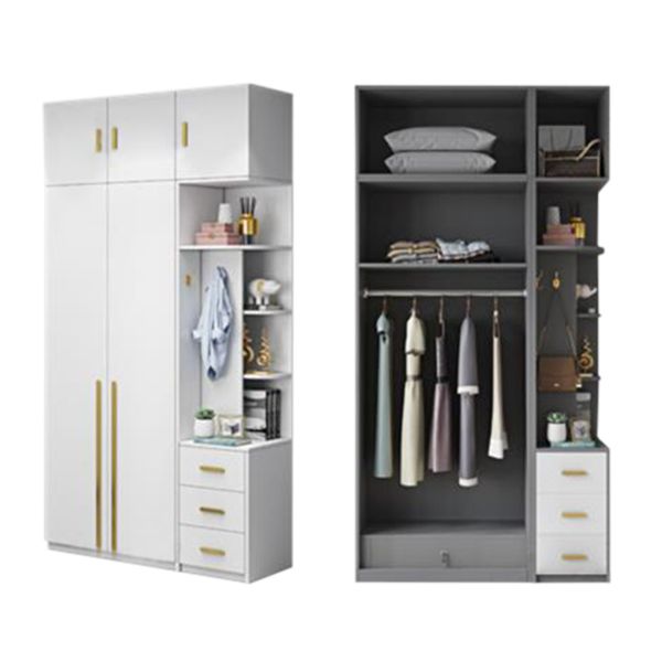 Witte kleur houten garderobe zachte close deur garderobe kast met kledingstaaf