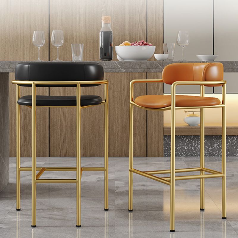Glam Low Back Bar and Counter Stool Square Stool with 4 Gold Legs Clearhalo 'Bar Furniture' 'Bar Stools' 'bar_stools' 'furn' 'furn_bar_stools' 'furniture_bar_stools' 'Kitchen & Dining Furniture' 'kitchen&dining_furn' 'kitchen' 'kitchen_furn' Furniture' 1200x1200_27ae014f-a34e-4cb2-8938-a116ad8afe1a