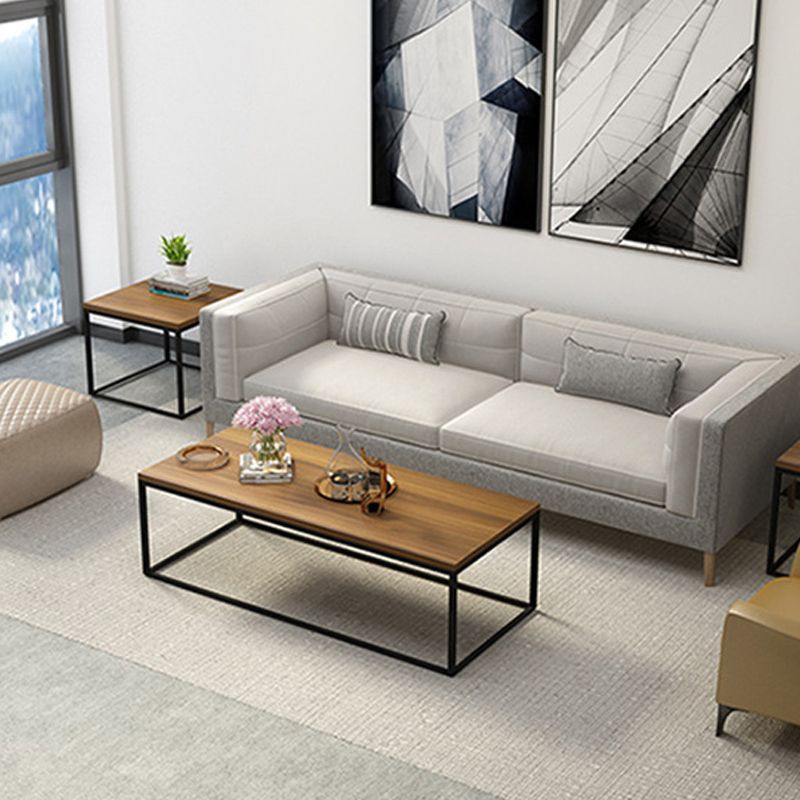 17.7" Tall Wooden Rectangle Top Coffee Table Iron Frame Base Cocktail Table Clearhalo 'Coffee & Accent Tables' 'Coffee Tables' 'coffee_tables' 'furn' 'furn_coffee_tables' 'Furniture' 'Living Room Furniture' 1200x1200_27ae1341-f333-48e6-917d-742e4b1bdbb7