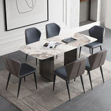 Sintered Stone Modern Rectangle Table Modern Kitchen Table with Double Pedestal in Grey Clearhalo ' dining_table' 'Dining Tables & Seating' 'Dining Tables' 'furn' 'furn_dining_table' 'Furniture' 'furniture_dining_table' 'Kitchen & Dining Furniture' 'kitchen&dining_furn' 'kitchen' 'kitchen_dining_table' 1200x1200_27af35d8-cd23-410f-93e0-1e2e18416fa9