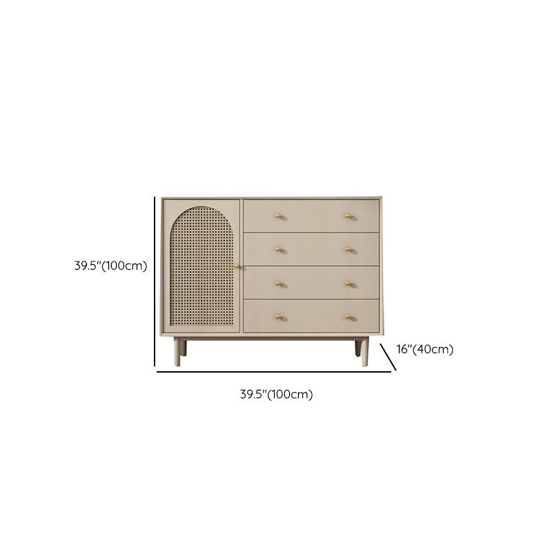 Solid Wood Glass/Rattan Door Cabinet Mid Century Beige Chest with Drawers Clearhalo 'Cabinets & Chests' 'cabinets_chests' 'furn' 'furn_cabinets_chests' 'Furniture' 'Living Room Furniture' 1200x1200_27af3e33-e8c5-469b-a834-7230075df7df