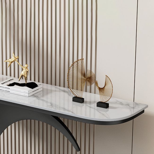 31.5-inch Tall Stone Console Table Stain Resistant Accent Table with Shelf Clearhalo 'Console Tables' 'console_tables' 'Entry & Mudroom Furniture' 'furn' 'furn_console_tables' 'Furniture' 1200x1200_27b0ae12-b6ec-49de-b371-e49ac0dd260e