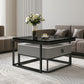 Table basse avec plateau en verre/ardoise, cadre contemporain, table de cocktail avec tiroirs