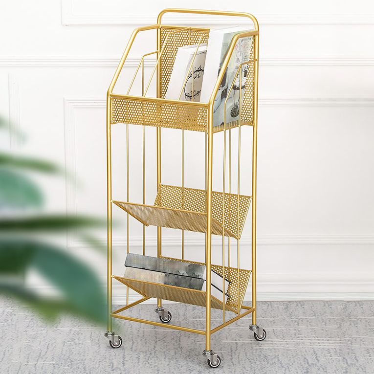 3-Shelf Metal Geometric Bookshelf Contemporary Closed Back Book Shelf,39" H x 11" W Clearhalo 'Bookcases' 'furn' 'furn_bookcases' 'Furniture' 'furniture_bookcases' 'Office Furniture' 1200x1200_27b3280b-37ac-421b-a331-6a1ae0baae1e