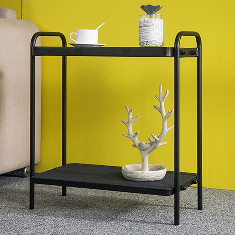 4 Beine rechteckige Seiten Tabelle 19,68 Zoll breiter Endtisch mit 2 Regalen