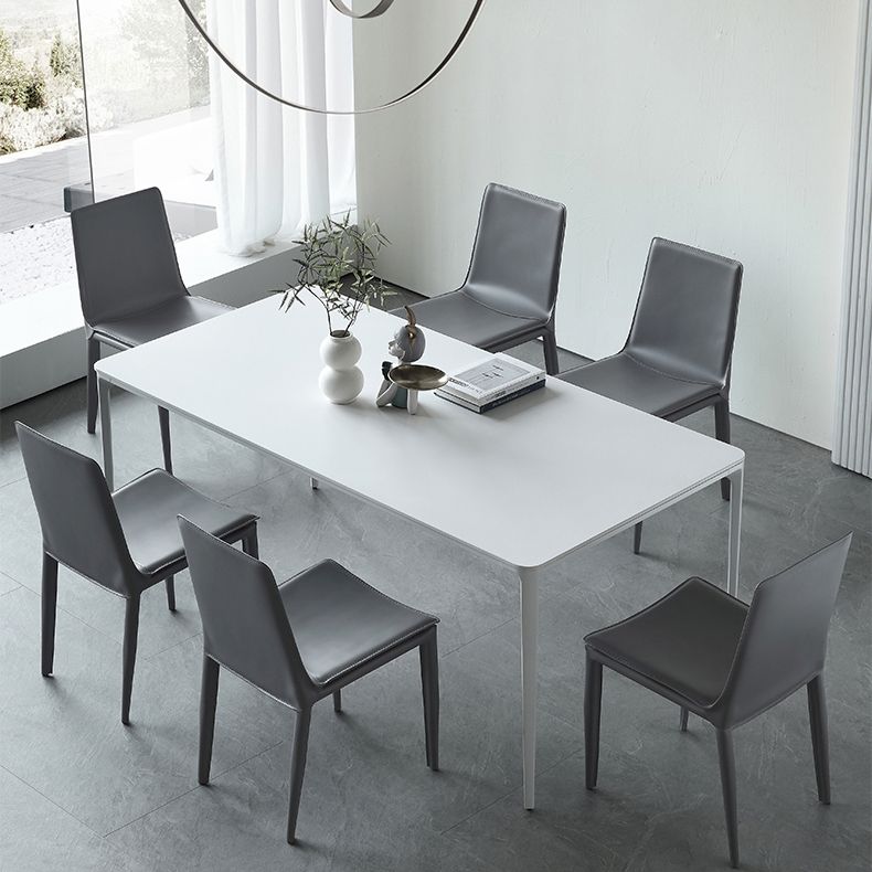 Modern White Kitchen Dining Table Sintered Stone Rectangle Shape Dining Table with 4 Legs Base Clearhalo ' dining_table' 'Dining Tables & Seating' 'Dining Tables' 'Furniture' 'furniture_dining_table' 'Kitchen & Dining Furniture' 'kitchen&dining_furn' 'kitchen' 'kitchen_dining_table' 1200x1200_27b58011-7ca4-4cd0-843e-f9b8b619c79c