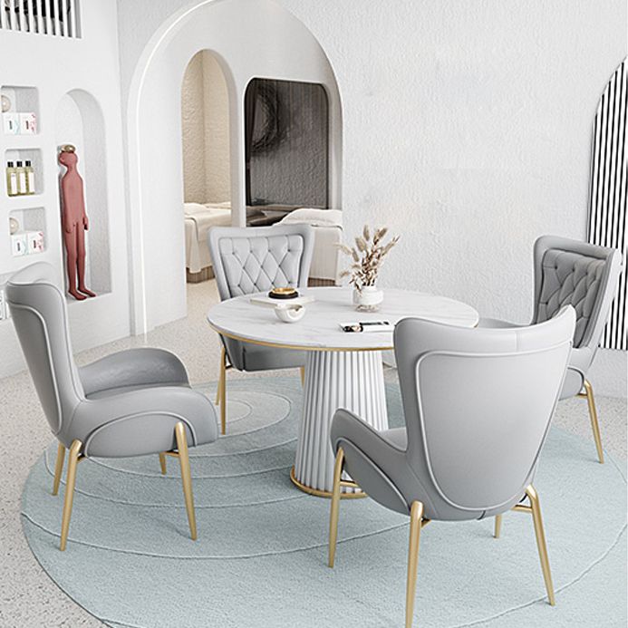 1/5 Pcs Metal Modern Dining Room Set with Round Table and Pedestal Base Dining Set Clearhalo 'Dining Room Sets' 'Dining Tables & Seating' 'dining_room_set' 'furn' 'furn_dining_room_set' 'Furniture' 'furniture_dining_room_set' 'Kitchen & Dining Furniture' 'kitchen&dining_furn' 'kitchen' 1200x1200_27b5f338-3b08-41fe-b638-29cb27736635