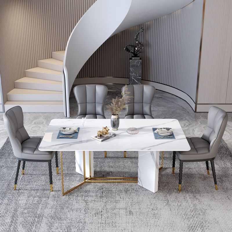 Glam Style Metal Dining Room Chairs Armless Upholstered Linen Fabric Dining Chair for Home Use Clearhalo ' kitchen&dining_furn' 'Dining Chairs' 'Dining Tables & Seating' 'dining_chair' 'furn' 'furn_dining_chair' 'Furniture' 'furniture_dining_chair' 'Kitchen & Dining Furniture' 'kitchen' 1200x1200_27b63503-2c4a-4fa2-9040-b140bb39c1f1