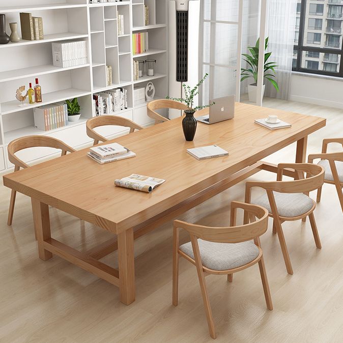 Rectangle Pine Solid Wood Table Modern Dining Table Trestle Base for Restaurant Clearhalo ' dining_table' 'Dining Tables & Seating' 'Dining Tables' 'furn' 'furn_dining_table' 'Furniture' 'furniture_dining_table' 'Kitchen & Dining Furniture' 'kitchen&dining_furn' 'kitchen' 'kitchen_dining_table' 1200x1200_27b69b50-e2b9-4c5b-bf13-e1bdbc6afa6c