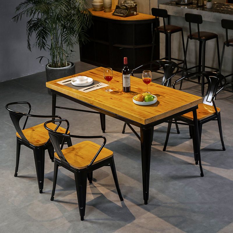 Rectangle Black Base Dining Table Industrial Wood Table for Bar Clearhalo 'Dining Tables & Seating' 'Dining Tables' 'dining_table' 'furn' 'furn_dining_table' 'Furniture' 'Kitchen & Dining Furniture' 1200x1200_27b8acea-d886-431f-9b80-9a024ab0473e