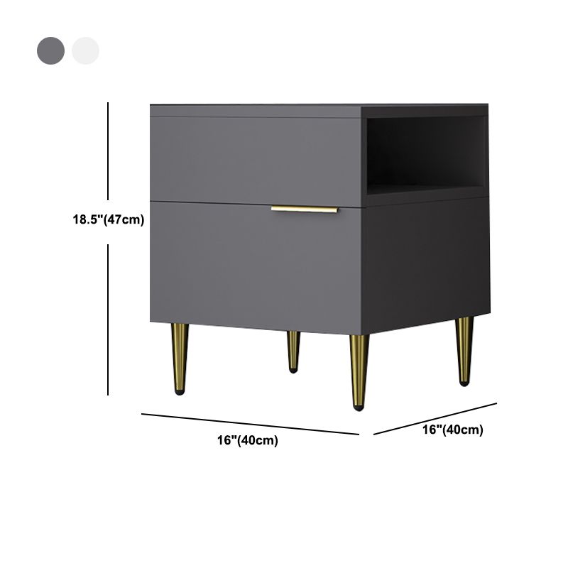 Mesa de noche de madera de imitación glamorosa de 18 pulgadas H Mesa de 1 cortavadora en gris/blanco