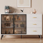 Server in vetro in stile contemporaneo di credenza in legno con armadi e cassetti