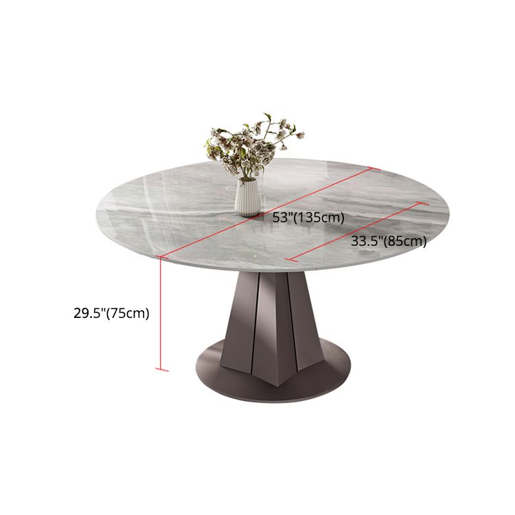 Traditional Luxury Dining Table Round Sintered Stone Pedestal Dining Table for Home Clearhalo ' dining_table' 'Dining Tables & Seating' 'Dining Tables' 'furn' 'furn_dining_table' 'Furniture' 'furniture_dining_table' 'Kitchen & Dining Furniture' 'kitchen&dining_furn' 'kitchen' 'kitchen_dining_table' 1200x1200_27bb0896-75c9-4068-9540-95af0e228659