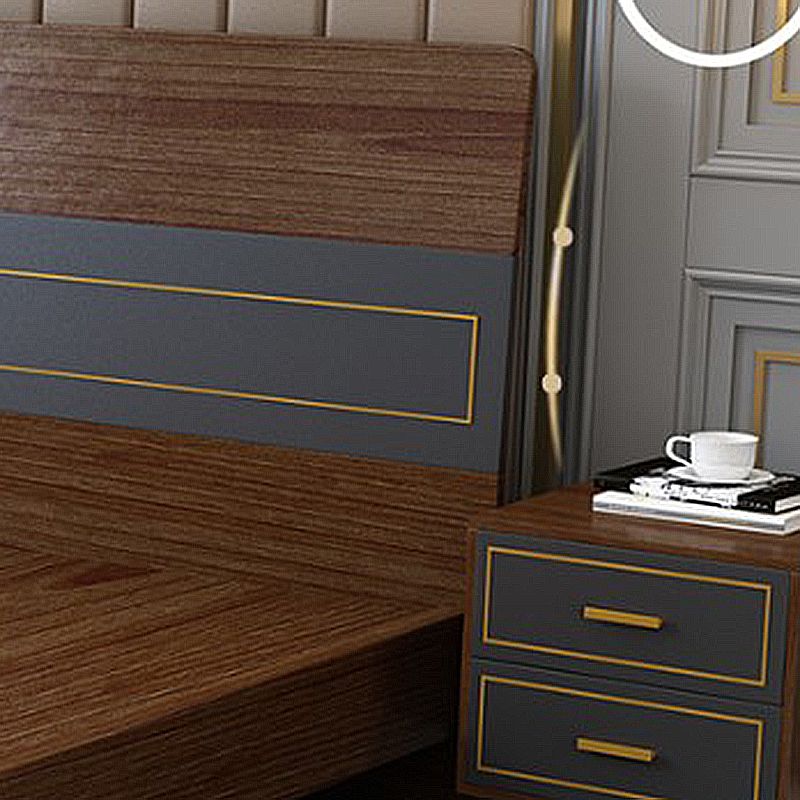 Espresso Panel Bed Mid-Century Modern Standard Bed with Headboard Clearhalo 'Bedroom Furniture' 'Beds' 'furn' 'furn_beds' 'Furniture' 1200x1200_27bcc5f9-c8ca-492c-957f-afc064ee7e09