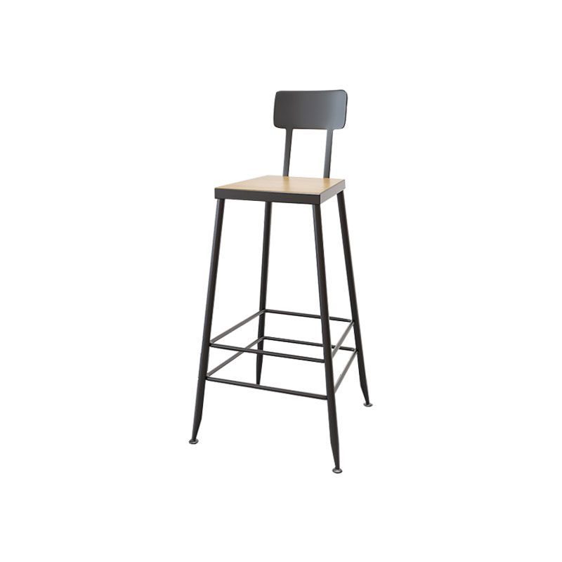 Contemporary Bar Stools Low Back Dining Stools with Black Metal Base