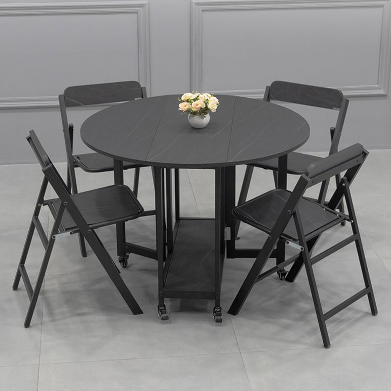 Foldable Wooden Top Table Extendable Round Table in Black (only table) Clearhalo ' dining_table' 'Dining Tables & Seating' 'Dining Tables' 'Furniture' 'furniture_dining_table' 'Kitchen & Dining Furniture' 'kitchen&dining_furn' 'kitchen' 'kitchen_dining_table' 1200x1200_27bd9a8b-a2ac-48c2-85c0-6a9943ffb993
