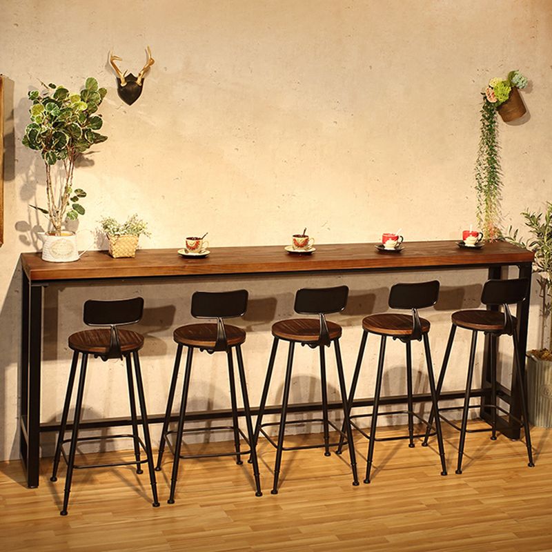 Tavolo da bar moderno Tavolo da pub in legno massello di ferro nero per esterni