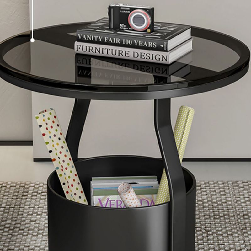 19.7" Storage Round Side Table Metal Drum Sofa Side Accent Table Clearhalo 'Coffee & Accent Tables' 'End & Side Tables' 'end_side_tables' 'furn' 'furn_end_side_tables' 'Furniture' 'Living Room Furniture' 1200x1200_27bf1887-c3b4-4c27-a9f0-1cb938961f8e