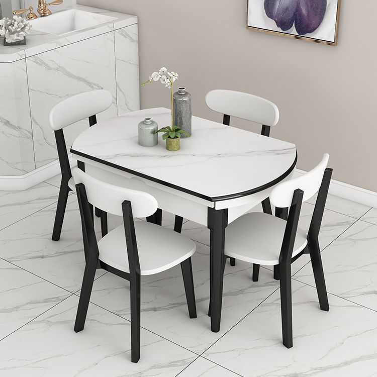 Slate and Wood Table Contemporary Retractable Round Dining Table Clearhalo 'Dining Tables & Seating' 'Dining Tables' 'dining_table' 'furn' 'furn_dining_table' 'Furniture' 'Kitchen & Dining Furniture' 1200x1200_27bfc9da-aa5d-46f6-aaec-dd1619ab44a6