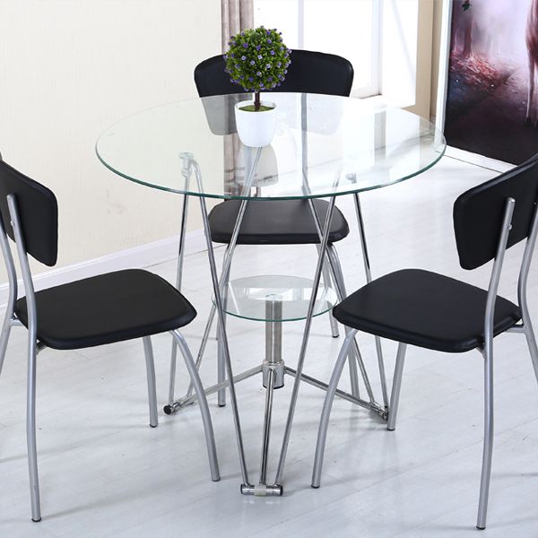 Metal Contemporary Round Dining Table Glass Top Table for Home Clearhalo ' dining_table' 'Dining Tables & Seating' 'Dining Tables' 'furn' 'furn_dining_table' 'Furniture' 'furniture_dining_table' 'Kitchen & Dining Furniture' 'kitchen&dining_furn' 'kitchen' 'kitchen_dining_table' 1200x1200_27c0769b-c576-4d90-be8f-16de1f0d13bd