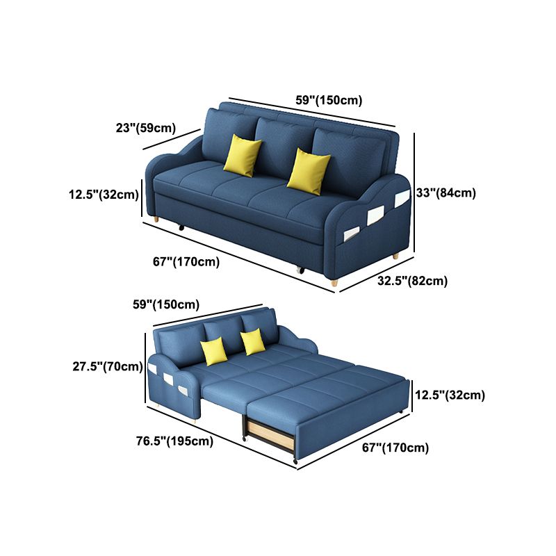 Linen Contemporary Sloped Arm Sofa Bed Foldable Sofa for Living Room, Apartment Clearhalo 'furn' 'furn_sofas' 'Furniture' 'Living Room Furniture' 'Sofa' 'sofas' 1200x1200_27c13e4c-0f70-43ed-8672-c5f3684d23ea