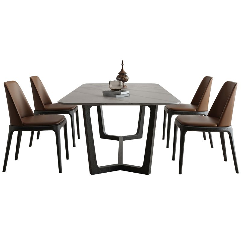 Rectangle Trestle Base Industrial Table White Fixed Table with Sintered Stone Clearhalo 'Dining Tables & Seating' 'Dining Tables' 'dining_table' 'furn' 'furn_dining_table' 'Furniture' 'furniture_dining_table' 'Kitchen & Dining Furniture' 1200x1200_27c26d81-eacb-41b3-b5da-c064953f7253