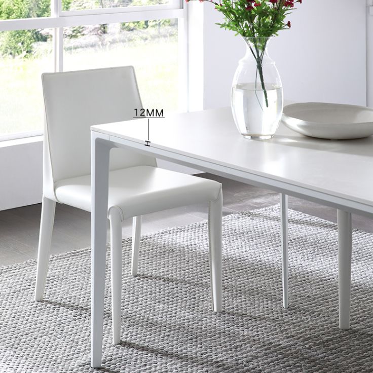 Contemporary Sintered Stone Top White Dining Table Rectangle Shape Dining Table with 4 Legs Base Clearhalo ' dining_table' 'Dining Tables & Seating' 'Dining Tables' 'Furniture' 'furniture_dining_table' 'Kitchen & Dining Furniture' 'kitchen&dining_furn' 'kitchen' 'kitchen_dining_table' 1200x1200_27c316a2-fc22-4bca-b75b-460f5067be27