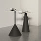 Mesa de centro con pedestal en blanco y negro, mesa de cóctel minimalista de metal