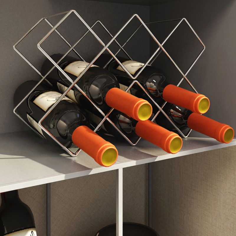 Contemporary Metal Wine Rack Bottle Tabletop Or Countertop Free-Stand Bottle Holder